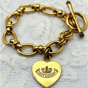 Juicy Couture Gold Tone Toggle Charm Bracelet 7.5”